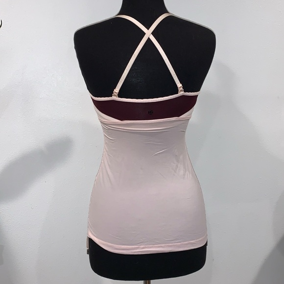 LULULEMON TANK TOP RUFFLE SIDE BABY PINK/ MAROON SIZE 4 - Picture 2 of 9